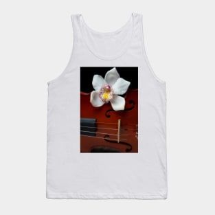 White Orchid On Violin Tank Top